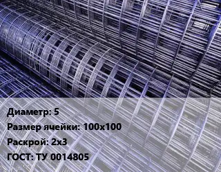 Сетка 5 Ячейка: 100х100 Раскрой: 2х3 ГОСТ: ТУ 0014805
